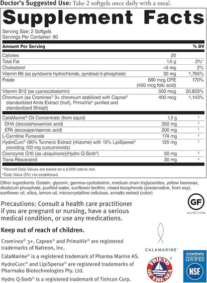 Dr. Sinatra Omega Q Plus Resveratrol and Turmeric - Omega-3 Supplement with CoQ10 Support for Healthy Blood Flow and Healthy Inflammatory Response (90 Day Supply)
