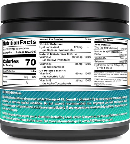 Amazing Formulas Hydrolyzed Collagen with Hyaluronic Acid & Multivitamins Supplement | 30 Servings Powder | 605 Grams | Unflavored