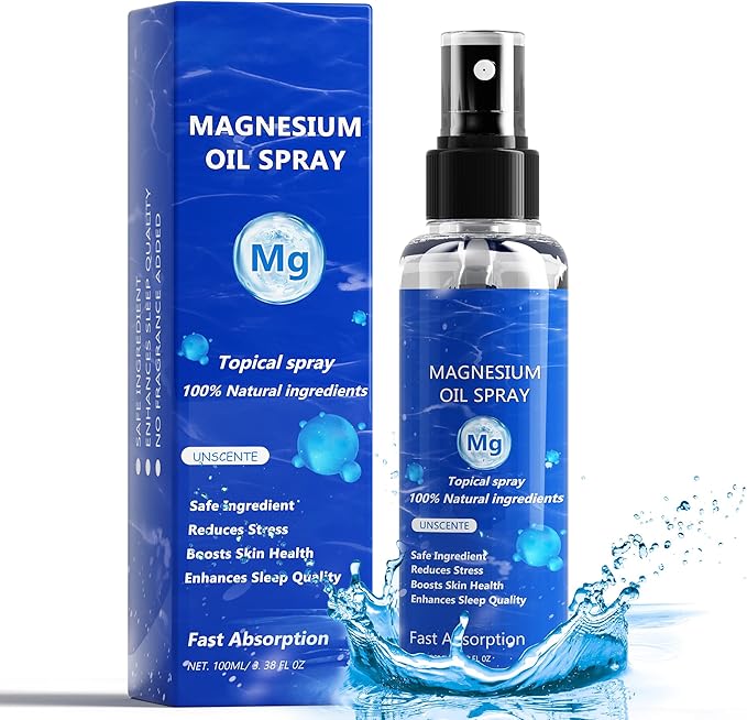 Pure Magnesium Oil Spray, 100Ml Topical Magnesium Spray Extra Strength, Organic Magnesium Oil Skin & Body Spray, Natural Magnesium Chloride Oil Spray for Feet