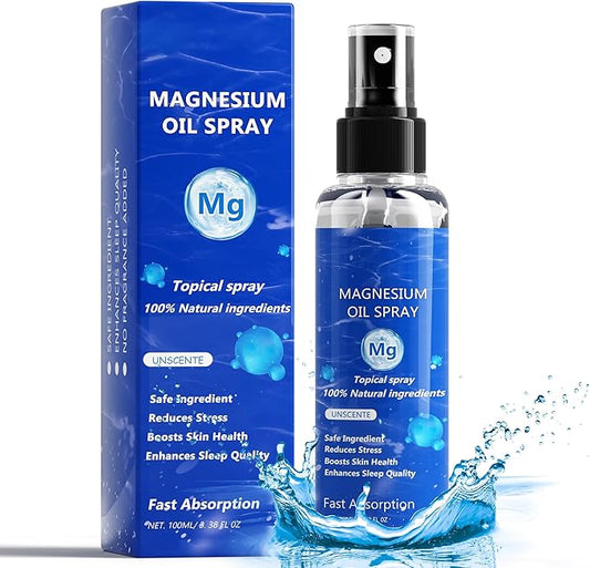 Pure Magnesium Oil Spray, 100Ml Topical Magnesium Spray Extra Strength, Organic Magnesium Oil Skin & Body Spray, Natural Magnesium Chloride Oil Spray for Feet