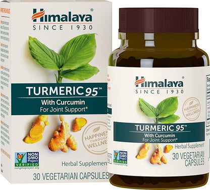 Himalaya Turmeric 95 Supplement with Curcumin/Curcuminoids, Joint and Muscle Support, Optimum Flexibility and Mobility, 600 mg, Non-GMO, Vegan, Gluten Free, 30 Capsules, 30 Day Supply