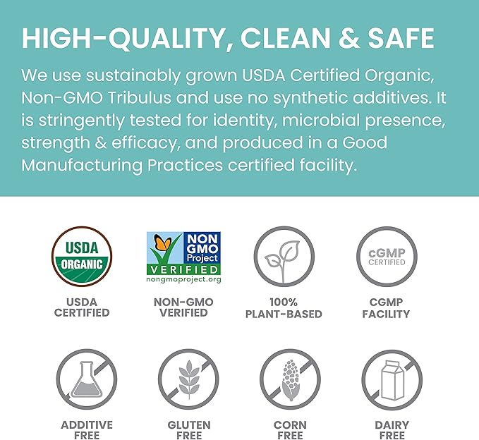 Himalaya Organic Tribulus Terrestris, Herbal Supplement for Urinary Support and Flow, Bladder Function, Prostate Support, Stamina, Male Energy, Non-GMO, USDA Organic, Vegan, 688 mg, 60 Caplets