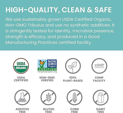 Himalaya Organic Tribulus Terrestris, Herbal Supplement for Urinary Support and Flow, Bladder Function, Prostate Support, Stamina, Male Energy, Non-GMO, USDA Organic, Vegan, 688 mg, 60 Caplets