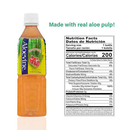 Aloevine Aloe Vera Drink Pomegranate juice l 16.9 oz. 20 pack l smart fruit Korean drinks