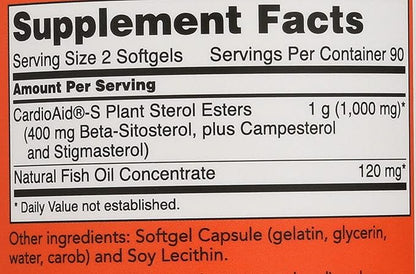NOW FOODS SPO Beta-Sitosterol Plant Sterols with Fish Oil, 180 Count