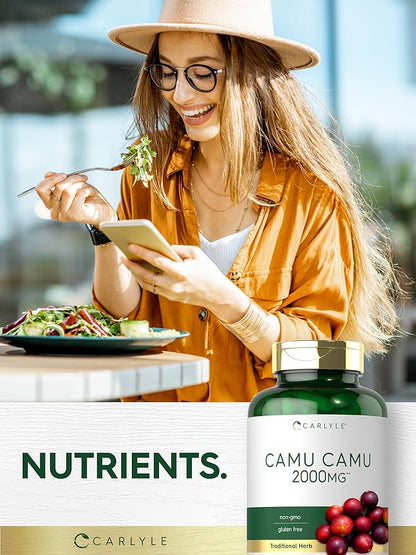 Carlyle Camu Camu Capsules 2000mg | 150 Count | with Vitamin C | Non-GMO, Gluten Free