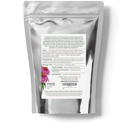 Organic Echinacea Purpurea 4 oz. (113g), USDA Certified Dried Echinacea Tea, Premium Quality Herb, Purple Coneflower, Cut & Sifted