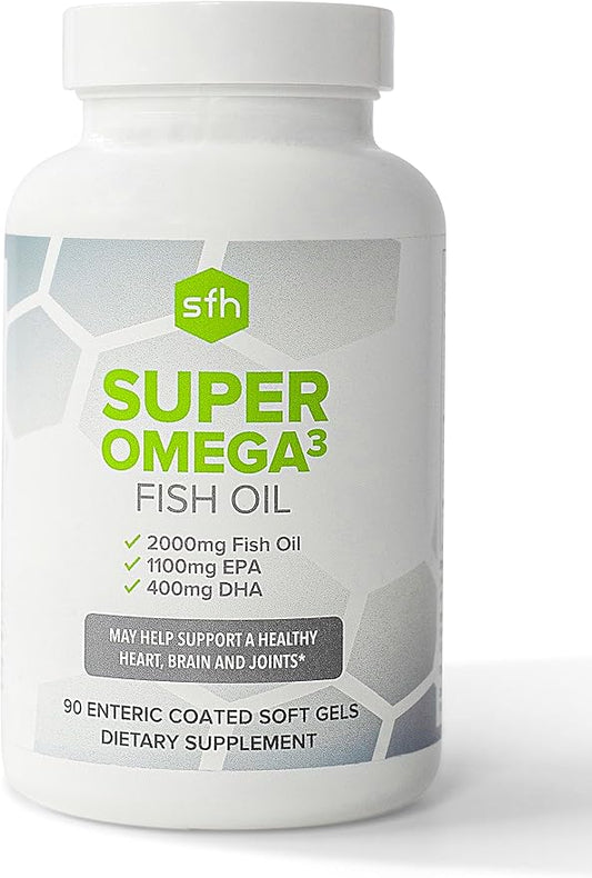 SFH Super Omega 3 Fish Oil Capsules Highly Concentrated 2000mg Omega 3 | Sustainably Sourced Alaskan Pollock Fish Oil for Heart Joint Brain Health (Capsule, 90ct)