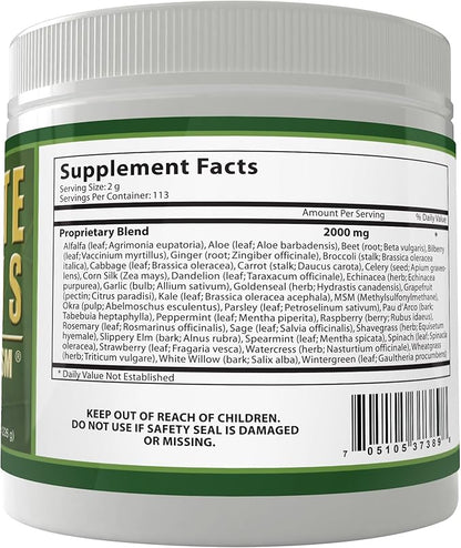 Ultimate Greens with MSM Powder, Vegan Friendly Natural Ingredients Gluten Soy Free NO GMO Superfood Vegetable Nutritional Drink Alkalizing Energy 8oz 1 Pack (1 Month Supply)