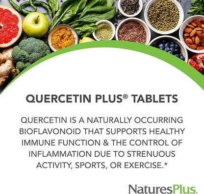 NaturesPlus Quercetin Plus with Vitamin C & Bromelain - 650 mg, 60 Vegetarian Tablets - Gluten-Free - 30 Servings