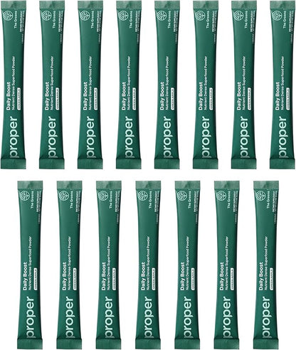 Proper, The Greens Daily Boost Organic Greens Powder. Whole Food, Apple Flavor Veggie Powder Superfood with Wheatgrass, Spirulina, Chlorella, Probiotics. Daily Drink Mix for Wellness and Digestion
