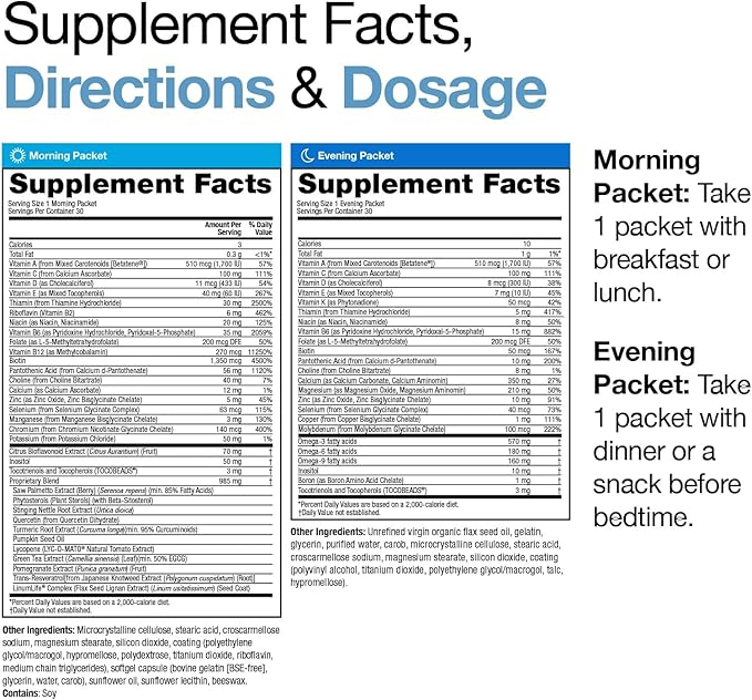 VitaMedica Men’s Multivitamin with Prostate Health Support | Vitamins, Minerals, Omega3s and Saw Palmetto | Box of 30 Easy Daily Packs | Supports Natural Energy and Sleep | Muscle, Joint Health