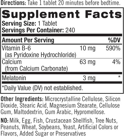 Natrol Melatonin Tablets, Helps You Fall Asleep Faster, Stay Asleep Longer, Faster Absorption, Vegetarian, 3mg, 240 Count (Pack of 2)