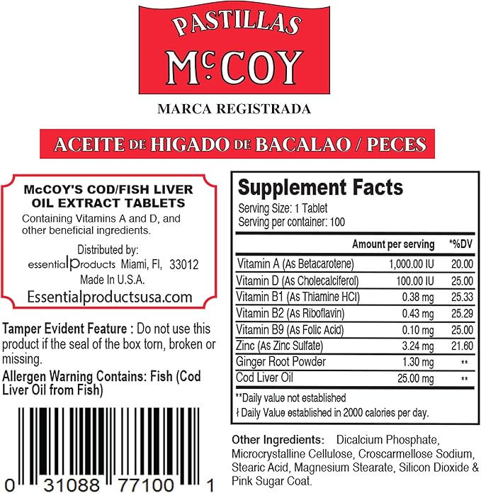 Mccoy Cod/Fish Liver Oil Extract Tablets 40