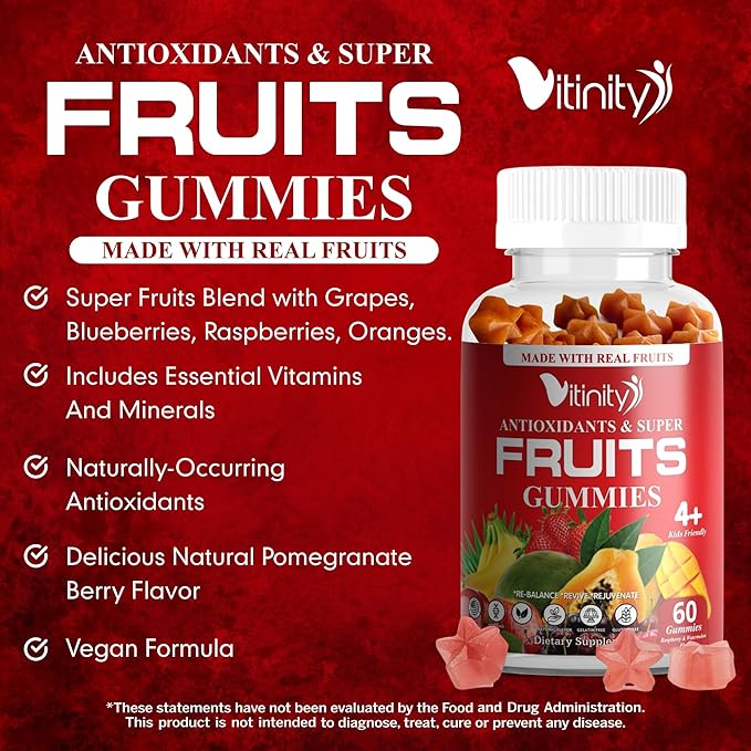 Made with Real Fruit and Real Veggie Gummies - Superfood Vegetable Vitamin Supplement for Women,Men & Kids - with a Blend of Fruit and Greens for Daily Health (60-Day Supply)