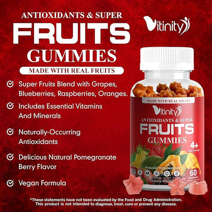 Made with Real Fruit and Real Veggie Gummies - Superfood Vegetable Vitamin Supplement for Women,Men & Kids - with a Blend of Fruit and Greens for Daily Health (60-Day Supply)