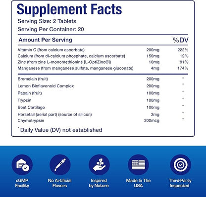 Cartilage Ligament and Tendon Supplement - Clinical Restorative Joint Support Formula with Bovine Cartilage Minerals & Proteolytic Enzymes for Comfort Mobility & Recovery Support - 20 Servings