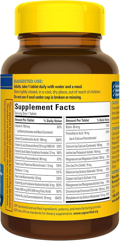 Nature Made Multivitamin For Him 50+, Mens Multivitamins for Daily Nutritional Support, Multivitamin for Men, 90 Tablets, 90 Day Supply