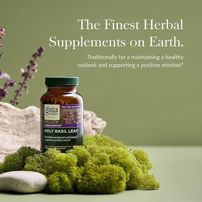 Gaia Herbs Holy Basil Leaf - Helps Sustain a Positive Outlook and Balance in Times of Stress - an Adaptogenic Ayurvedic Herb - 120 Vegan Liquid Phyto-Capsules (60-Day Supply)