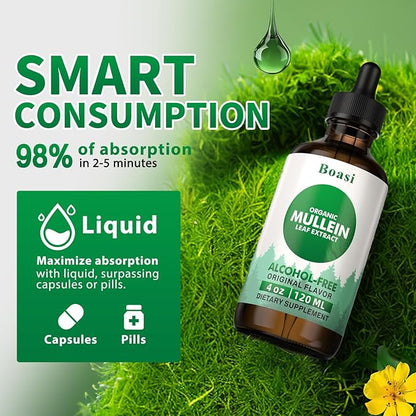 120ml Mullein Leaf Tincture - Lung Cleanse - Vegan Lung Detox - Respiratory Health and Immune Support Drops - Natural Supplement Liquid Extract 4 fl.oz.Chlorophyll