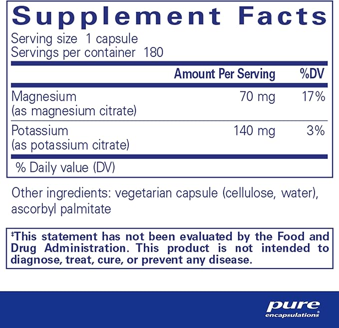 Pure Encapsulations Potassium Magnesium (Citrate) - for Heart Health & Bone Mineralization* - Optimal Absorption - Gluten Free & Non-GMO - 180 Capsules