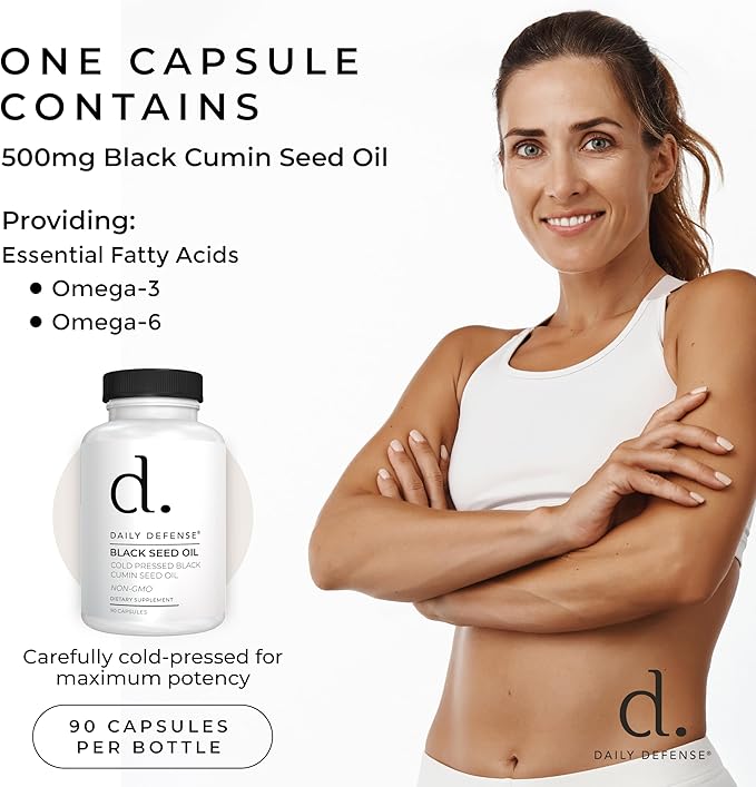 Cold Pressed Black Seed Oil Capsules - 90 Count - Nigella Sativa for Hair, Skin & Enhanced Immunity - Vegan, Gluten-Free, Non-GMO Black Cumin Seeds Oil