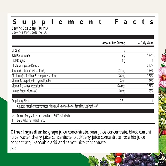 Floradix Floravital Liquid Iron & Vitamins Formula - Liquid Iron Supplement with B Complex Vitamins, Vitamin C & Herbs for Energy Support - Vegan, Gluten-Free, Yeast- Free, Non-GMO - 16.9 Fl Oz