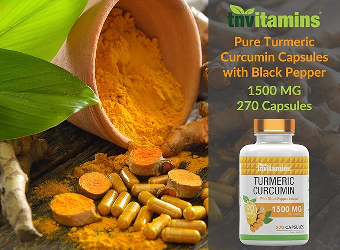 Turmeric Curcumin Capsules with Black Pepper | 1500 MG - 270 Capsules | Bulk Size - 3 Month Supply! | Golden Turmeric Curcumin Supplement with Black Pepper | Non-GMO | Produced in The USA