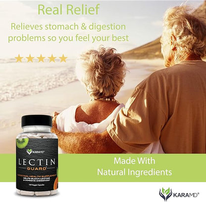 KaraMD Lectin Guard | Gut Repair & Colon Cleanse Supplement | Lectin Blocker| Slippery Elm, Bladderwrack, Sodium Alginate, Okra, Kiwi & Papaya | Natural Gut Cleanse, Non-GMO & Gluten Free 30 Servings