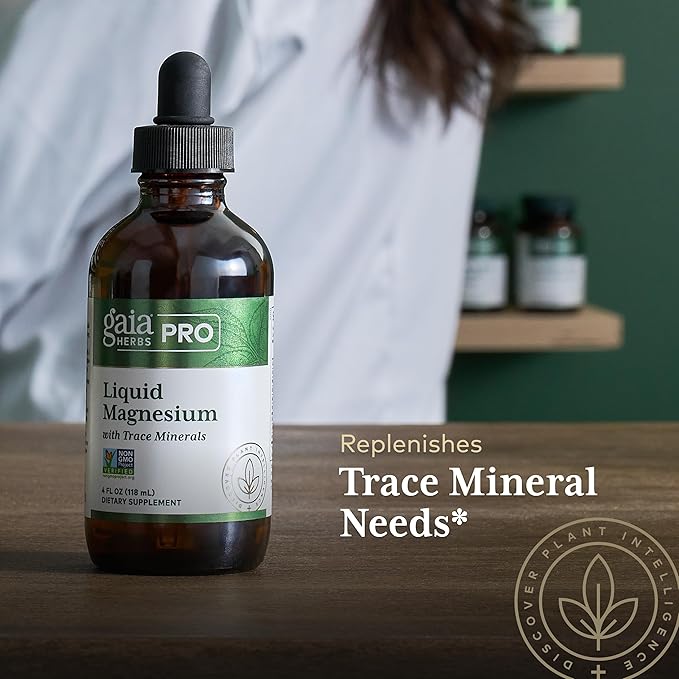 Gaia Herbs Pro Liquid Magnesium with Trace Minerals - Cellular Energy & DNA Production Support Supplement - Liquid Health Supplement with Boron Lithium & Potassium - 4 fl oz (48 Servings)