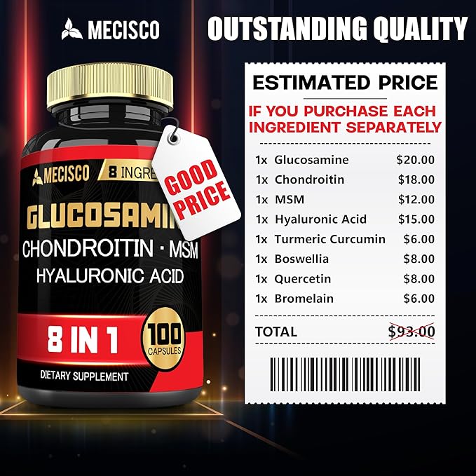 7000mg Glucosamine Chondroitin MSM with Immune & Joint Support Supplement - Support Bone, Joint Health, Immune System & Overall Health - 100 Capsules