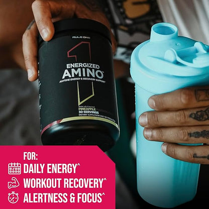 Rule 1 Energized Amino – Anytime Energy and Recovery Support with BCAAs, Glutamine, Citrulline, Beta Alanine, and Caffeine from Green Coffee & Tea Leaf Extracts (30 Servings, Fruit Punch)