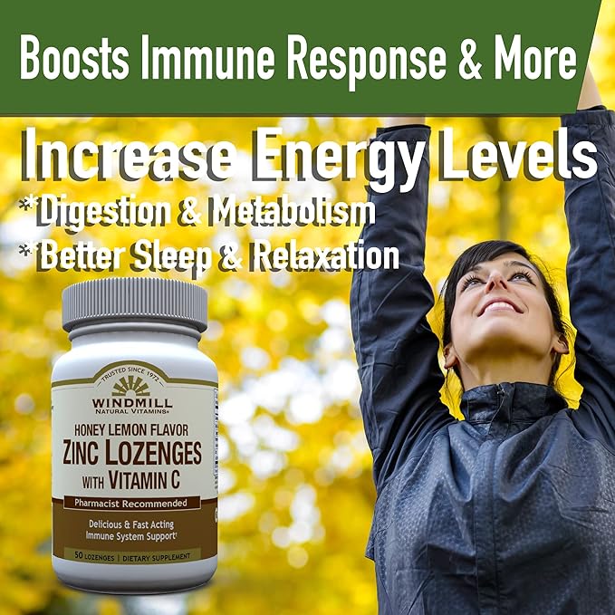 Windmill ZINC LOZ W/VIT C 100MG H/L WML 50, 9 Ounce (Pack of 2)