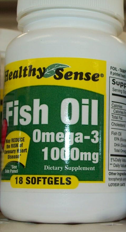 Fish Oil Omega 3 1000 mg 18 Softgels, 1.6 Ounce