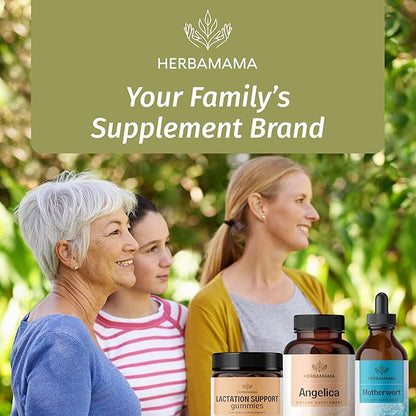 HERBAMAMA Dong Quai Supplement - 1000mg Angelica Root for Women's Support - Dong Quai Powder Capsules - Vegan, Non-GMO Angelica Herb Antioxidant Supplement for Women, 100 Caps