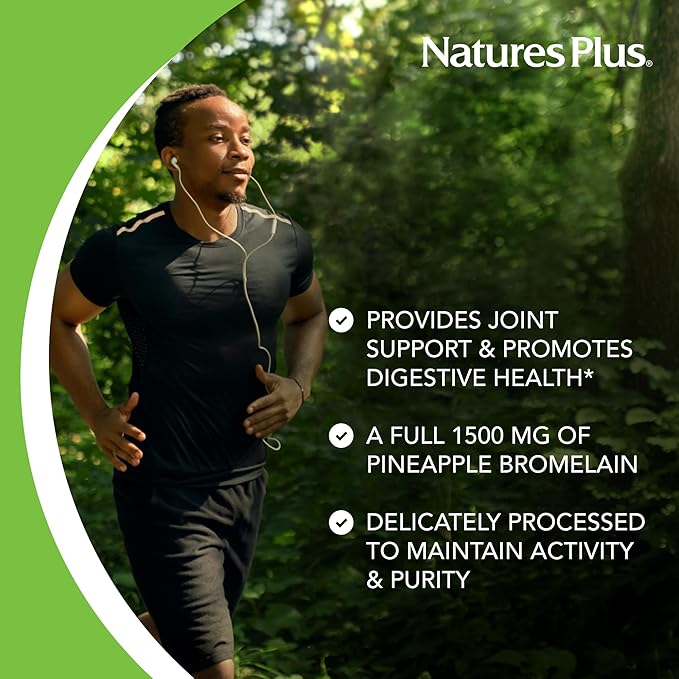 Natures Plus Ultra Bromelain - 60 Tablets - 1500 mg of Pineapple Bromelain - Provides Joint Support and Promotes Digestive Health - 60 Servings