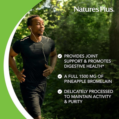 Natures Plus Ultra Bromelain - 60 Tablets - 1500 mg of Pineapple Bromelain - Provides Joint Support and Promotes Digestive Health - 60 Servings