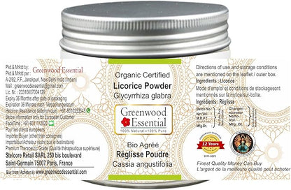 Pure Licorice/Liquorice Powder (Glycyrrhiza glabra) Organic Certified 100% Natural Therapeutic Grade 100gm (3.5 oz)