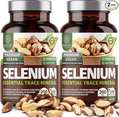 2-Pack N1N Premium Pure Selenium [Max Absorption, 200MCG] to Support Immunity, Heart and Prostate Health, 360 Veg Caps