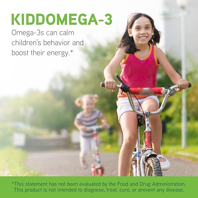 DAVINCI Labs kiddOmega-3 - Liquid Omega-3 Supplement for Kids - for Immune System, Focus and Brain Support* - with Monk Fruit, DHA, EPA and More - Cherry Orange Flavor - 200mL