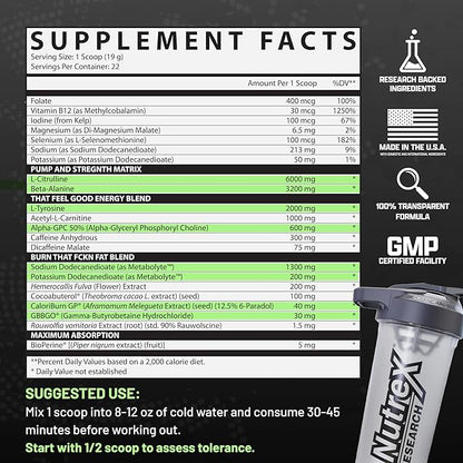 Nutrex Outlift Burn Pre-Workout Supplement for Energy, Focus & Endurance | Metabolyte, L-Citrulline, Beta-Alanine & Caffeine | Thermogenic Formula for Performance(22 Servings, Red White Merica)