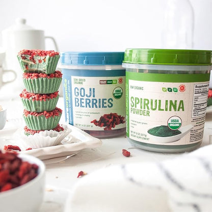 BareOrganics 13132 USDA Organic Raw Spirulina Powder, Whole Food Supplement, Gluten-Free & Non-GMO, 8 Ounce (Pack of 3)