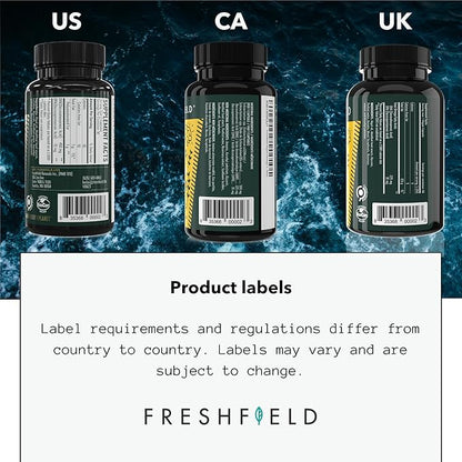 Freshfield Vegan Omega 3 DHA: Algae Oil, Carrageenan Free, Sustainably Sourced, Tested, No Heavy Metals, Replacement for Fish Oil, Carbon Neutral. Supports Heart, Brain, Joint Health w/DPA