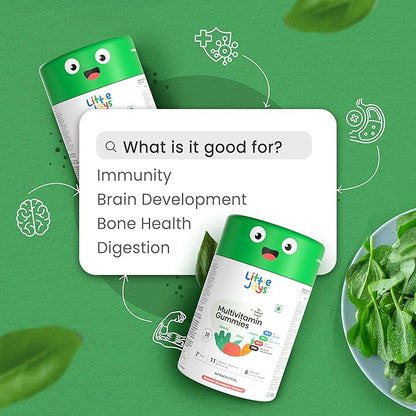 Kids Multivitamin Gummies |2+ Years| No Added Sugar | DHA, Vitamin D3, B12, C, A, Zinc & Iron | Immunity & Bone Health | No Preservatives I Gluten Free I Strawberry Flavour I 30 Day Pack