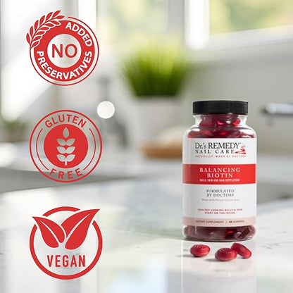 Dr.'s Remedy Biotin Gummies for Hair Skin and Nails Vitamins - 5,000 mcg Organic Vegan and Gluten Free