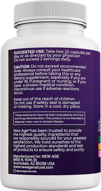 NEW AGE Resveratrol, Berberine, Grape Seed Extract, Quercetin - Polyphenol Supplement for Women and Men with Noni Extract, N-Acetyl Cysteine, Acai Extract - 60 Capsules