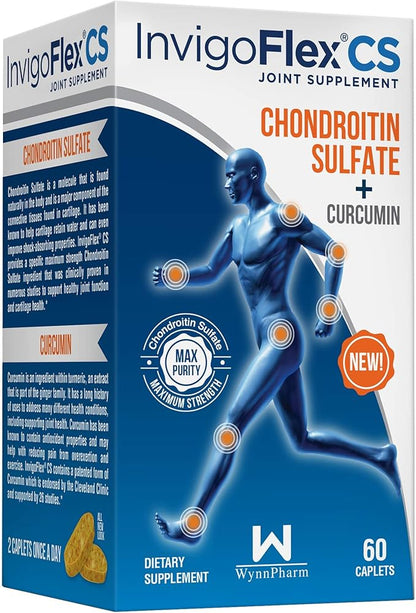 INVIGOFLEX® CS - Chondroitin Sulfate with Turmeric Curcumin Non GMO for Knee, Hand, Back & Hip Premium Joint Supplement