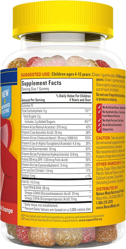 Nature Made First Multivitamin with Omega-3, Vitamins and Minerals for Nutritional Support, 70 Kids Gummies (Pack of 2)