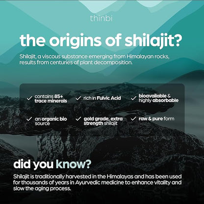 Shilajit Resin 4oz Extra Strength – Pure Himalayan Shilajit for Men & Women, 75%+ Fulvic Acid & 85+ Trace Minerals for Energy, Immune & Metabolism Support, Lab-Tested, Better Than Gummies - Thinbi