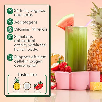 Kiala Nutrition Super Greens, Organic Greens Powder with Spirulina & Chlorella for Digestion, Gut Health, Immunity & Energy, Gluten Free, Vegan, Mixed Berry + Miami Vice, 30 Servings